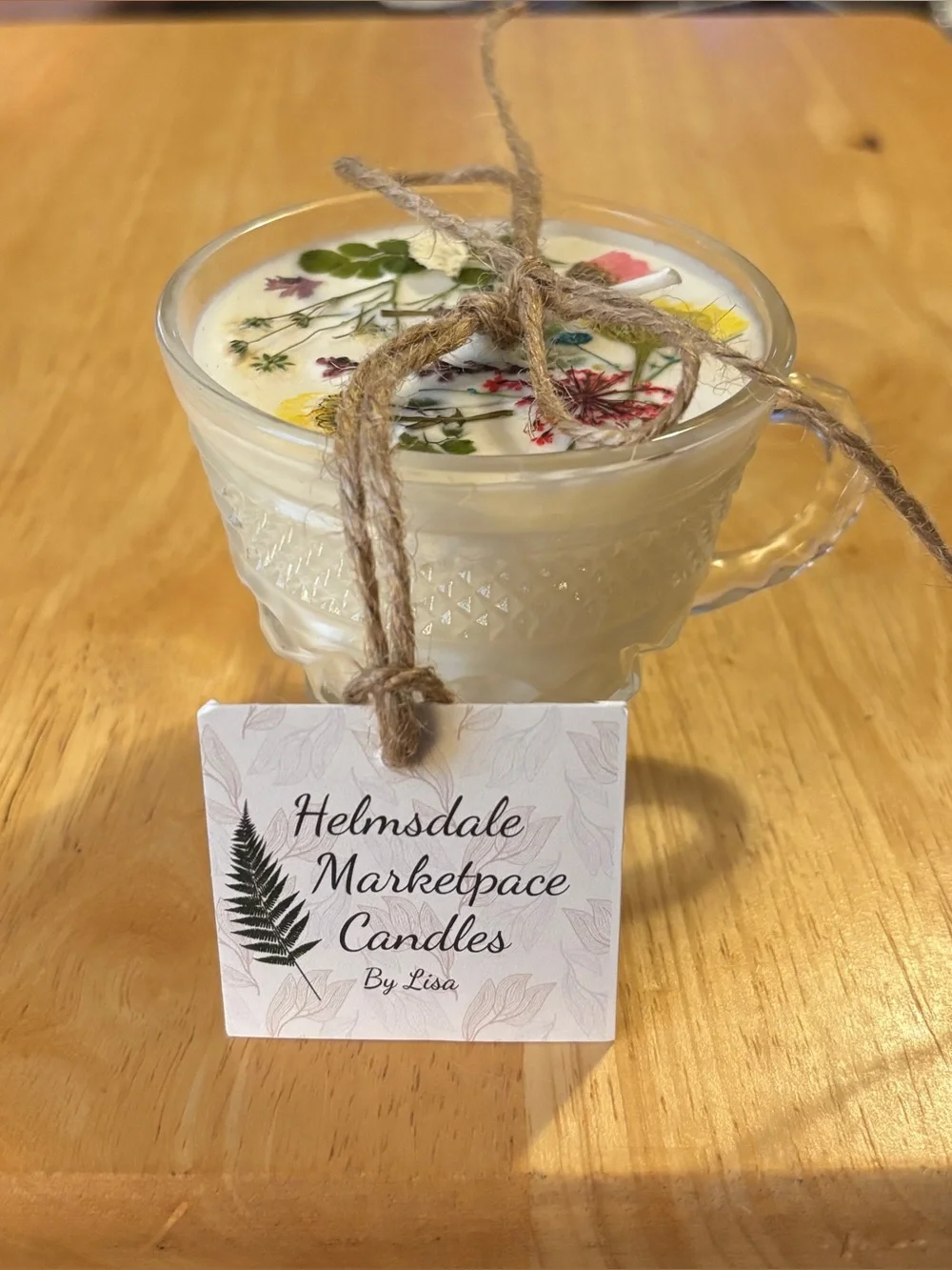 Floral Scented Candle in Clear Glass Teacup
